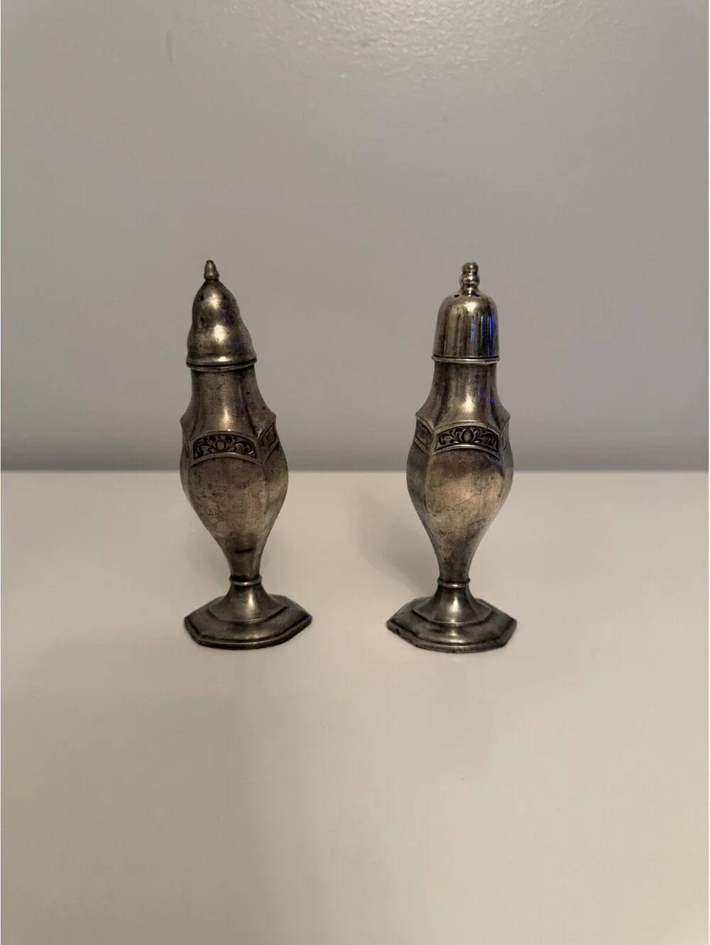 Vintage Silver-plated Salt And Pepper Shakers Marked 931